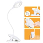 OUSFOT Lampe de Bureau LED, Lampe de Lecture 1200mAh Rechargeable 16 LEDs 3 Luminosité Lampe Pince pour Lit 360° Flexible Lampe de Chevet Tactile sans Fil pour Enfant, Nuit, Étude et Travail