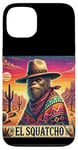 Coque pour iPhone 13 El Squatcho Bigfoot Cowboy Sunset Funny Western Sasquatch