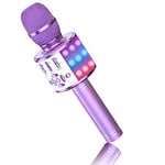 BONAOK Karaoké Microphone pour Enfants Karaoké Bluetooth Sing Microphone 4 en 1 sans Fil Effet Microphone Musique Karaoké Machine à Chanter pour la Maison Party (Violet Clair)