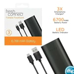 Fresh Connect Portable Power Bank Battery Pack 6700mAh - 5V 1.2A - Black