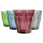 4pc Duralex Multicolour 250ml Picardie Glass Tumbler Set Water Whisky Glasses