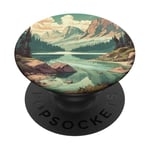 Rocky Mountain Lake Vintage Paysage graphique PopSockets PopGrip Adhésif