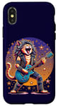 Coque pour iPhone X/XS Drôle Chat Rockstar Guitare Joueur Cheveux Métal Glam Rock Band