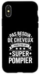 Coque pour iPhone X/XS Super Pompier Humour Cadeau Pompier Homme Chauve Pompier