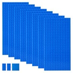 shineFinder 8 base Plates Compatible with Lego, Baseplate 5"x10" with 16 x 32 stud board (Blue)