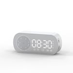 Multifunktionell smart FM-radio Bluetooth-högtalare väckarklocka spegelklocka (vit)