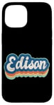 Coque pour iPhone 15 Edison Prénom Garçon Style Vintage Années 70 80 Personnalisé