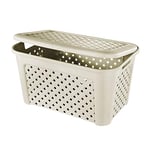 Tontarelli Arianna Laundry Basket with Lid L 48, Beige Washable Underwater Reciclabile Rectangle Plastic Beige