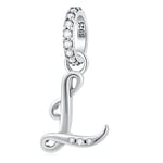 Alphabet CZ Letter L Pendant Charm, 925 Sterling Silver Initial L Dangle Beads fit Pandora Valentines Day Bracelet, Gift for Wife/Lover/Couple/Women