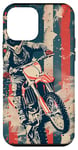 Coque pour iPhone 12 mini Bleu Bohème Rayé Motocross Drapeau Américain Dirt Bike