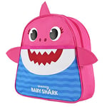 Sac a Dos Enfant Baby Shark - Petit Cartable Maternelle en Forme de Requin - Bagage Porte Jouet Enfant 2 - 5 Ans Jaune Bleu Rose Garderie - Sac Cadeau Fille Garçon Jardin d'enfants 29x27x10 cm (Rose)