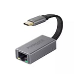 PROMATE High Speed USB-C to RJ45    Gigabit Ethernet Adapter. Compact Design, Premuim Aluminum Alloy, Supports All USB-C Devices such as Laptops, Tablets, &amp; Mobiles. Plug &amp; Play. Grey Colour.