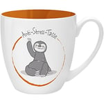 GRUSS & CO 45514 Mug Anti-stress, au motif de paresseux, 45 cl, faite à base de porcelaine New Bone China, idéale comme cadeau, orange, 9,5 cm