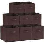 Lifewit Lot de 8 Cubes de Rangement Pliables, Paniers Rangement en Tissu, Caisses Rangement, Boites de Rangement avec Poignées, Organisateurs pour Vetements, Jouets, 26,5 x 26,5 x 28 cm, Marron