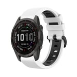 For Garmin Fenix 7S Sapphire Solar 22mm Silicone Sports Two-Color Watch Band(White+Black)
