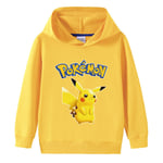 Tecknad Pikachu långärmad hoodie för barn tröja tröja Yellow 120cm