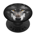 Wolf Lovers Black Wolf Wild Animal Lovers Wolf Illustration PopSockets Adhesive PopGrip