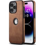 AIOVETEAB Cuir Coque pour iPhone 14 Pro Max,Premium PU Cuir, Classique De Luxe, Etui Protection élégante Et Fine Ultra-Mince Coque Compatible avec iPhone 14 Pro Max (6,7 Pouces, 2022) - Marron