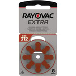 Høreapparatbatteri Rayovac EXTRA 312, 8 stk/pk.