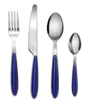 EXZACT Cutlery Set of 24, Stainless Steel with Color Handles - 6 Forks, 6 Dinner Knives, 6 Dinner Spoons, 6 Teaspoons - EX07 (Blue x 24)