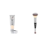 Lot de IT Cosmetics, Crème CC+ Anti-Âge Your Skin But Better, Haute Couvrance, Waterproof, Fini Naturel, 32 ml, Teinte : Fair + IT Cosmetics, Heavenly Luxe #7, Pinceau Double Embout