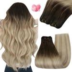 YoungSee Tissage Cheveux Naturels Ombre 14 Pouces Tissage Naturel Cheveux Humain Ombre Brun à Blond Tissage Cheveux Humain Balayage Tissage Human Hair 100g Sew in Hair Extension Pour Cheveux Courts