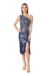 Dress the Population Women's Palmer Bodycon Midi Dress, Navy Multi, XS