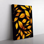 Golden Leaves No.1 Canvas Print for Living Room Bedroom Home Office Décor, Wall Art Picture Ready to Hang, 76x50 cm (30x20 Inch) CAN3020-V1022-CK-2367