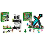 LEGO 21245 Minecraft The Panda Haven Set, Movable Toy House with Baby Pandas Animal Figures & 21244 Minecraft The Sword Outpost Building Toy with Creeper, Soldier, Pig and Skeleton Figures