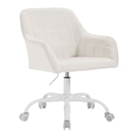 WOLTU Chaise de Bureau, Chaise Coiffeuse, Chaise d'Ordinateur Ergonomique, Chaise à roulettes Réglable en Hauteur, Chaise Pivotante, Siège Rembourré, en Velours, Crème+Blanc, BS165cm