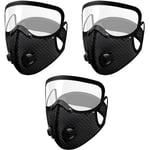 Masque de sport 3 pièces avec soupapes d'expiration, masque de sport anti-poussière réglable de protection personnelle