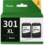 Foiset Remanufatured 301 XL - Cartouche d'encre de Remplacement pour HP 301 301XL Compatible avec HP Deskjet 1510 2540 3050 3050A Officejet 2620 4630 Envy 4502 5530 5532 Imprimante (2 Noir)