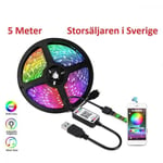 Flexibel 5m RGB LED-list / Ljusslinga / LED-Strip Bluetooth APP multifärg