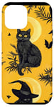 Coque pour iPhone 12 Pro Max Carte de tarot vintage jaune avec chapeau de sorcière tropicale et