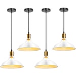 Suspension Lustre Rétro Design en Métal E27 Lampe Plafonnier Luminaire pour Chambre Couloir Escalier Blanc 4PCS