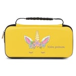 Etui pochette Switch lite jaune licorne et fleur personnalisee