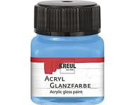 Kreul 79214 Peinture acrylique brillant 20 ml en verre bleu ciel, peinture acrylique lisse brillante pour la peinture et le bricolage, à base d'eau, sans rayure, séchage rapide et opaque