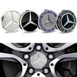 4-Pack - Mercedes-Benz Centrumkåpor / Hjulnav Emblem - Bil 75mm Silver