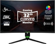 A32 V2 Gaming Curved Monitor, 32"" 180Hz Curved QHD (2560x1440) Display 1ms, ratio HDR 10 FreeSync et G-Sync 122% SRGB, écran PC, port HDMI