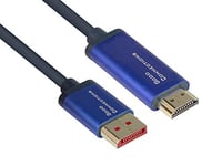 Good Connections® SmartFLEX Câble DisplayPort 1.4 vers HDMI 2.0-4K UHD @ 60Hz RVB / 4:4:4 - Conducteur en cuivre, boîtier en Aluminium - Très Flexible - Bleu foncé - 1 m