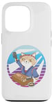 Coque pour iPhone 13 Pro Sushi chef bandeau chat tenue bleue comptoir en bois sushimi