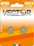 VECTOR Batterie bouton lithium CR2016 2B 3 V 2 Pièces, noir