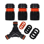 Garden Hose Tap Connector Hose Pipe Fittings Set,Outside Hosepipe Connector Hose Pipe Attachments Quick Connector - 3 Hose End Connector,1 Y Hose Splitter for Join Garden Hose Adapter Connection