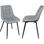 Dazhom - Lot de 2 Chaises de Salle à Manger en Simili Cuir Chaises de cuisine tapissées gris clair