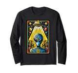 Vintage Alien Tarot Card Astrology Retro UFO Invasion UAP Long Sleeve T-Shirt