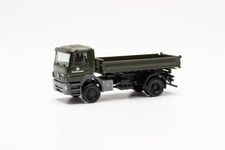 Herpa Maquette Camion Mercedes-Benz Axor 3-bennes latérales Bundeswehr, échelle 1/87, Model Allemand, pièce de Collection, Figurine Plastique