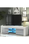 TV Unit 130cm Cabinet TV Stand Living Room High Gloss Doors - White & Grey