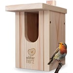 wildtier herz Nichoir Oiseaux Exterieur pour Rouge-Gorge & Co. - Nichoir Rouge Gorge en Bois Massif, Nid Oiseau, Nichoir en Bois Oiseau Nichoir - Cabane Oiseaux Exterieur étanche Toutes Saisons.