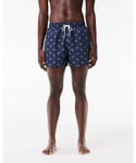 Lacoste Mens Crocodile Print Swimming Shorts - Navy - Size Large