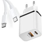 Chargeur Secteur 2 Port [USB-C + USB-A] avec Câble USB-C 1M pour OPPO A72 A73 5G A74 5G A92 A94 5G